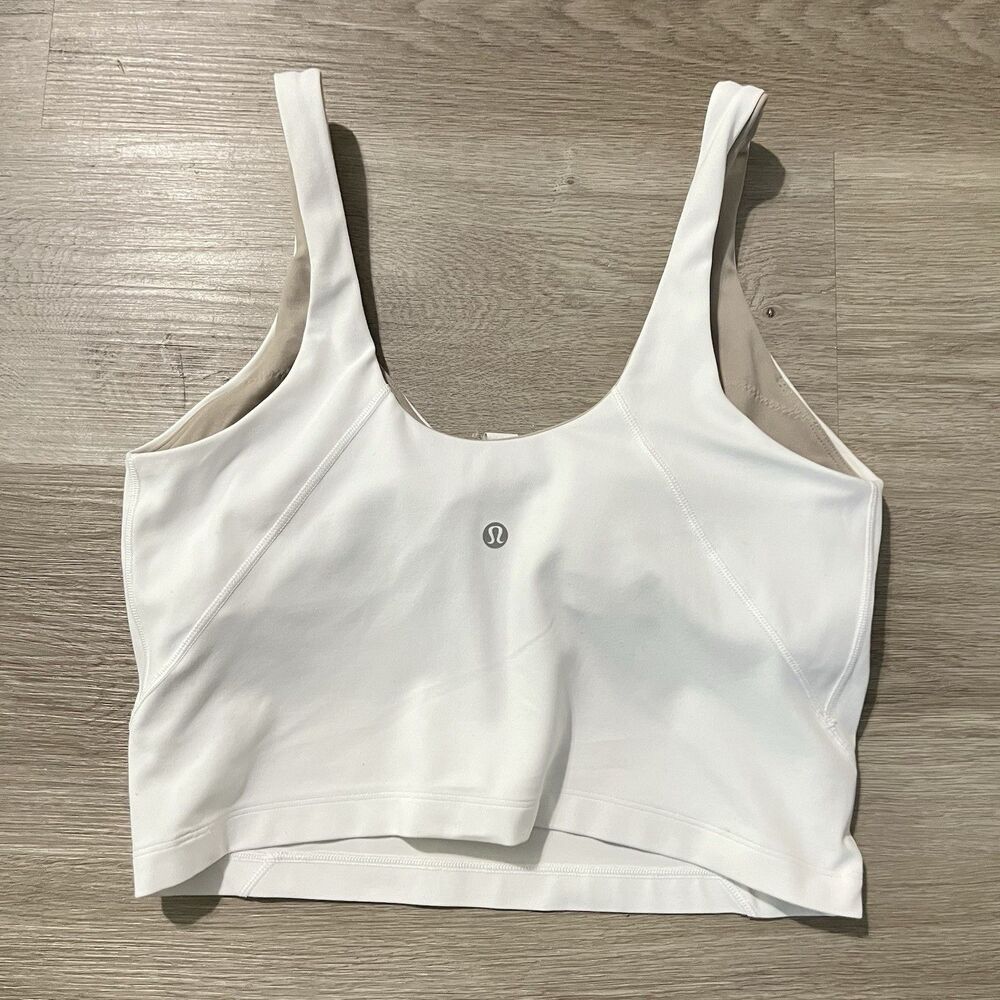 Lululemon Align Tank Top Womens 10 White Nulu Built In Bra Cropped Yoga